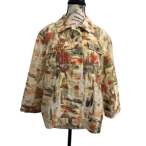Chico’s Jacket Women’s 2 (Large 12) Short Lightweight Linen Blend Multicolor